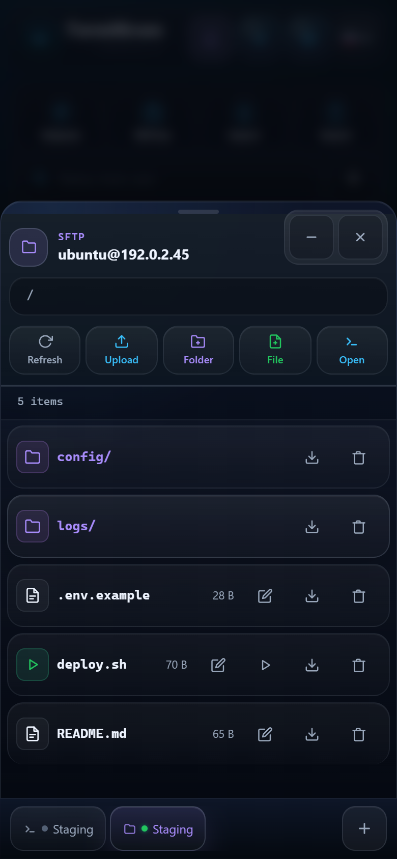 SFTP file manager in TermiGram